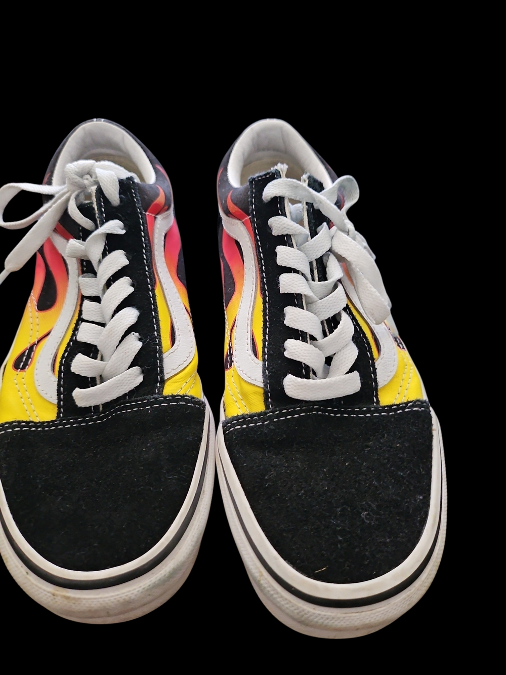 Vans Old Skool Flame Sneakers - Black, Yellow, Red, White
